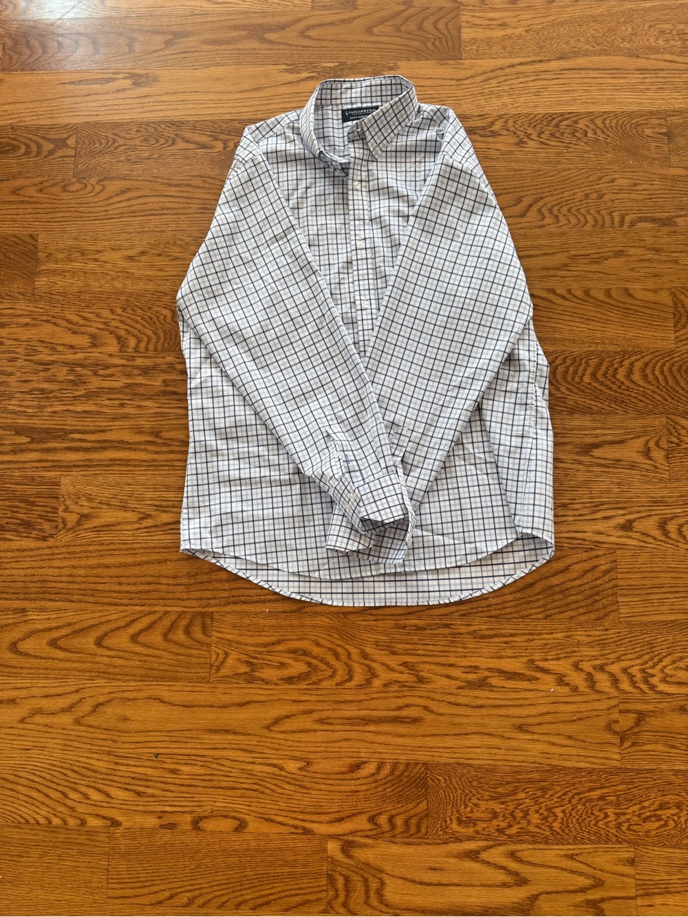Tailorbyrd White Shirt with Navy Windowpane Check
